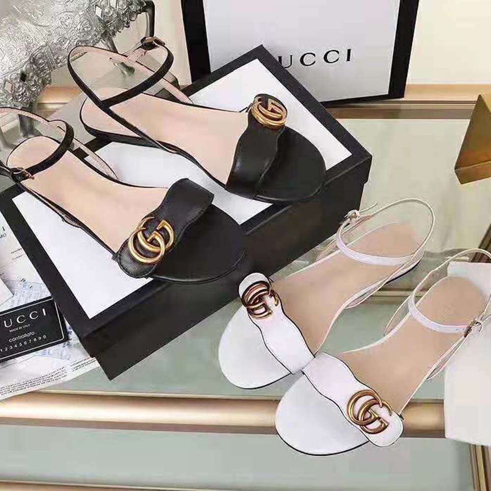 G*u*i women leather sandal with double g-black