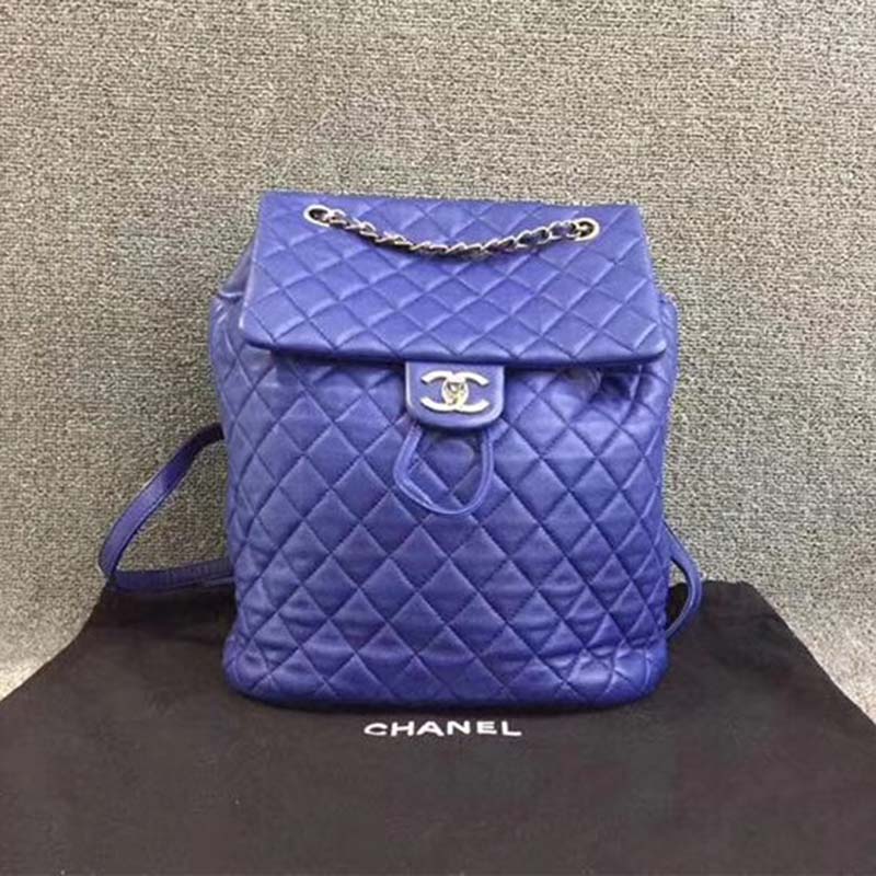 chanel women backpack in embossed Di*m*nd pattern goatskin leather-purple