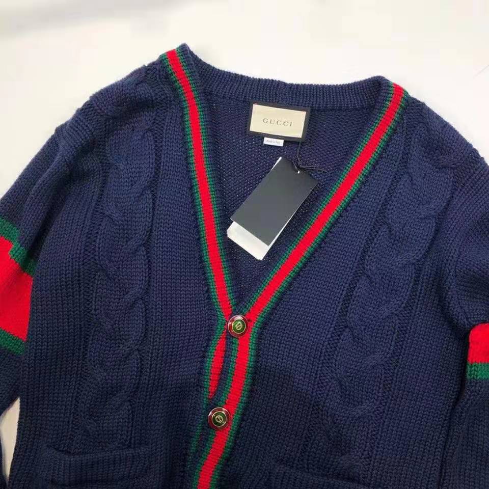 G*u*i men oversize cable knit cardigan sweater-navy