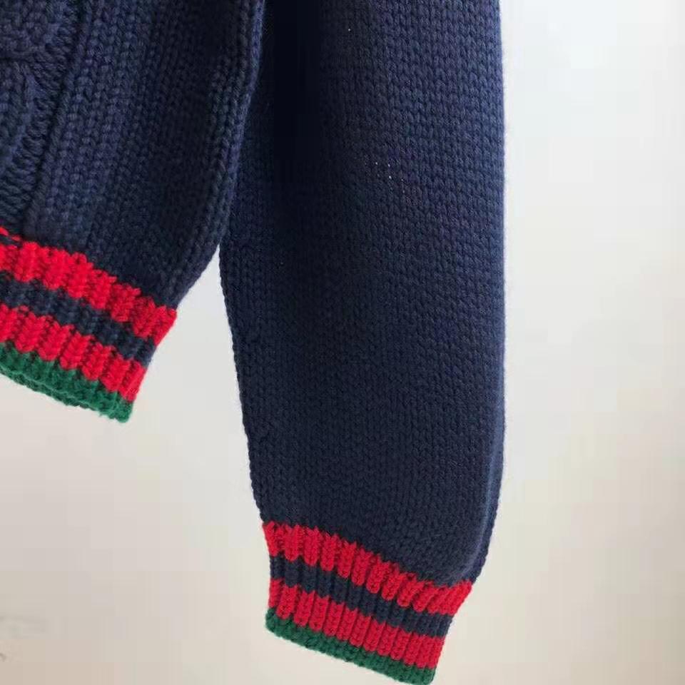 G*u*i men oversize cable knit cardigan sweater-navy
