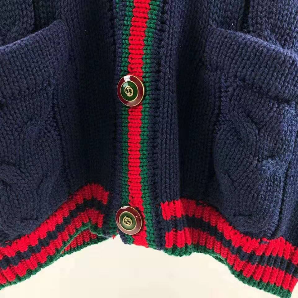 G*u*i men oversize cable knit cardigan sweater-navy
