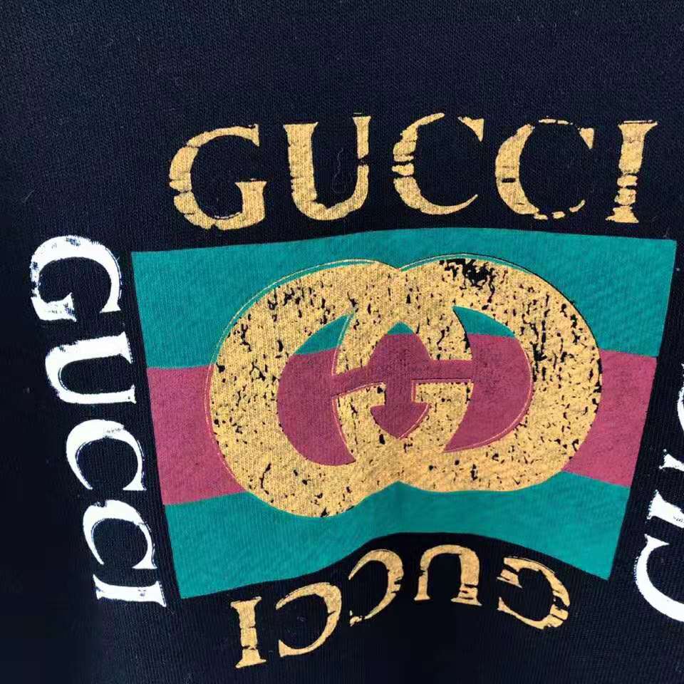 G*u*i men oversize sweatshirt with G*u*i logo in 100% cotton-black