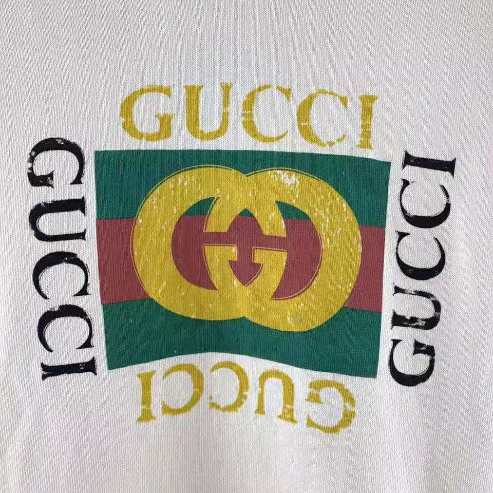 G*u*i men oversize sweatshirt with G*u*i logo in 100% cotton-white
