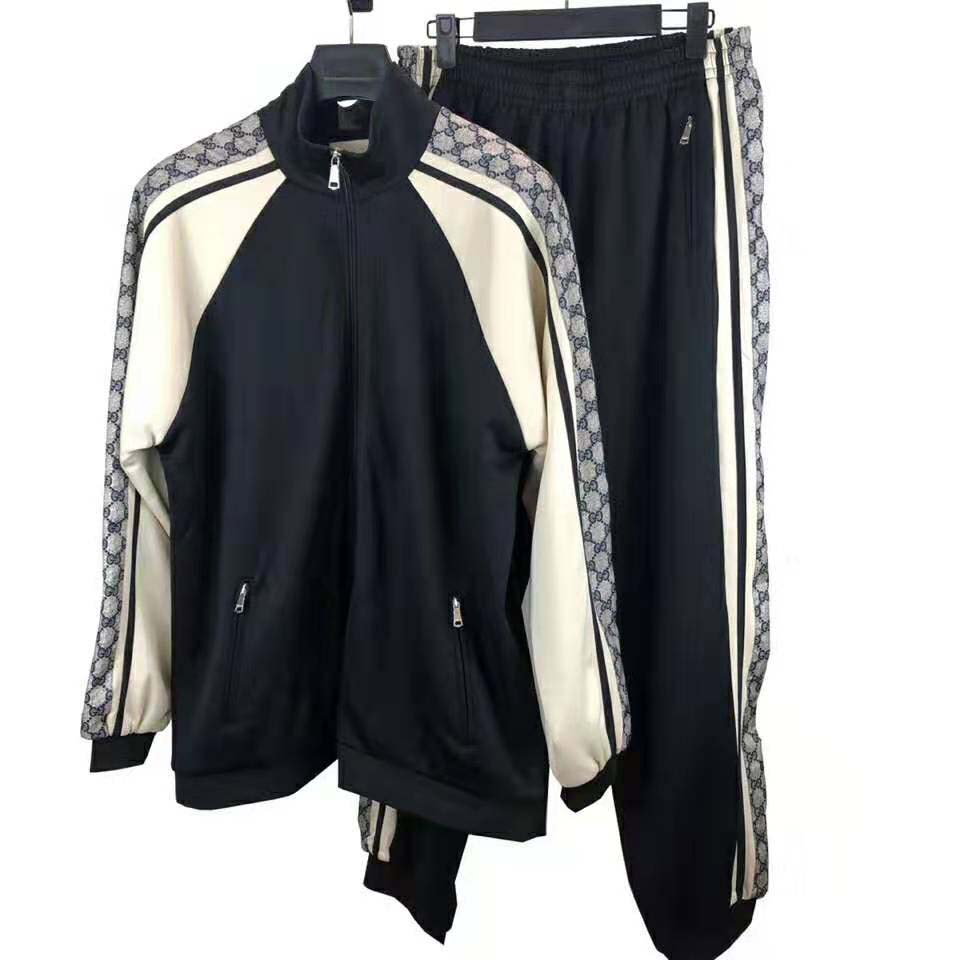 G*u*i men oversize technical jersey jacket in gg printed nylon-black