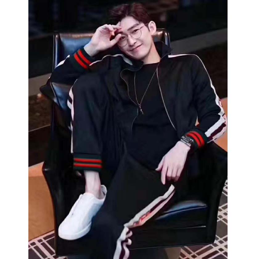 G*u*i men technical jersey jacket-black