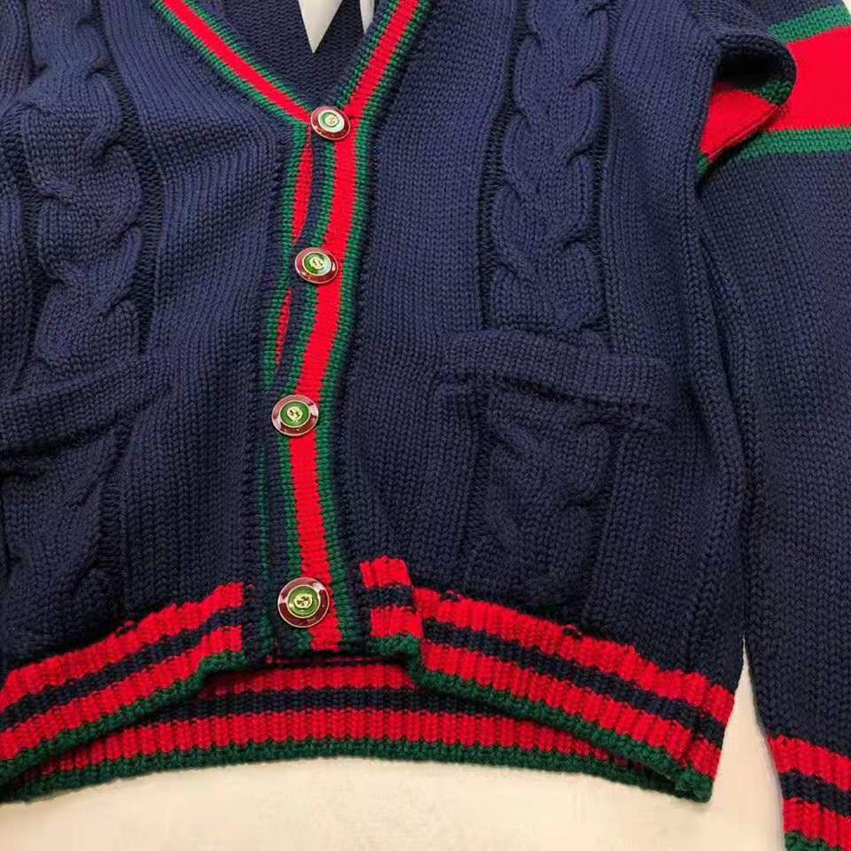G*u*i women oversize cable knit cardigan sweater-navy