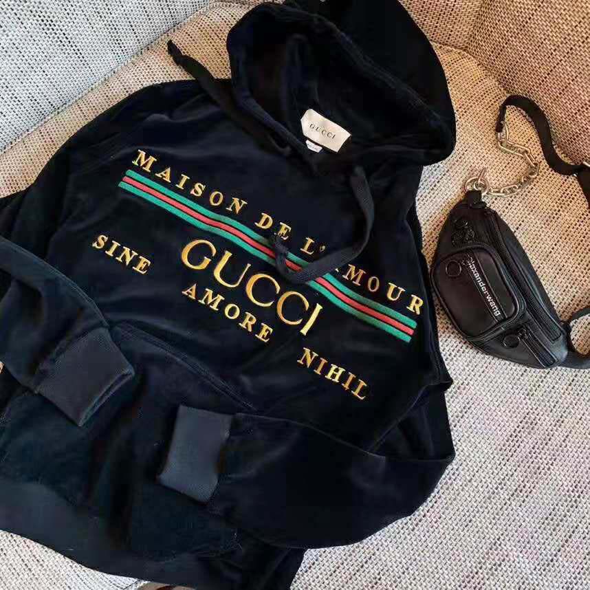 G*u*i women oversize sweatshirt with G*u*i embroidery in black cotton