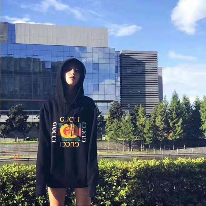 G*u*i women oversize sweatshirt with G*u*i logo in 100% cotton-black