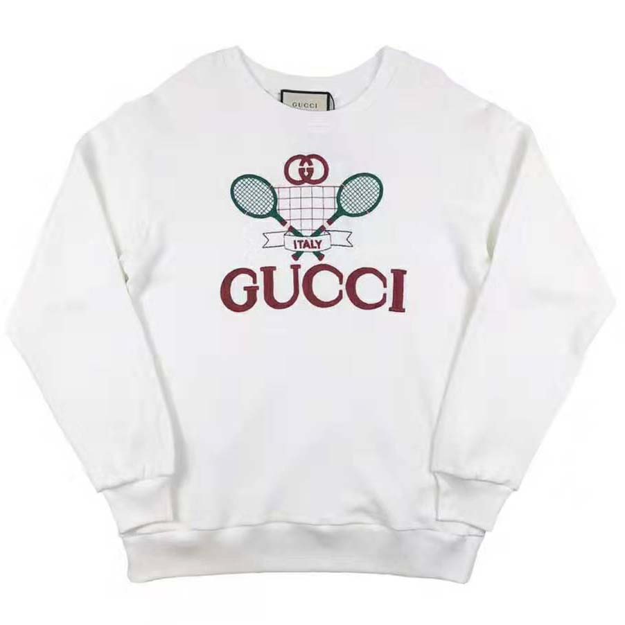 G*u*i women oversize sweatshirt with G*u*i tennis in 100% cotton-white
