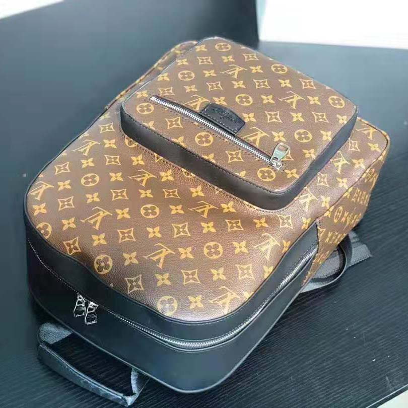 Louis Vuitton LV Men Josh Backpack in Monogram Macassar-Brown