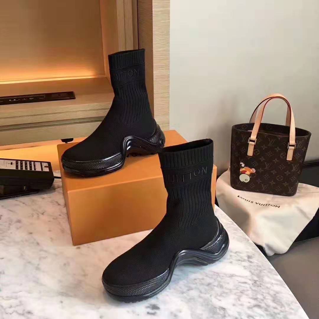 Louis Vuitton LV Women LV Archlight Sneaker Boot in Black Stretch Textile