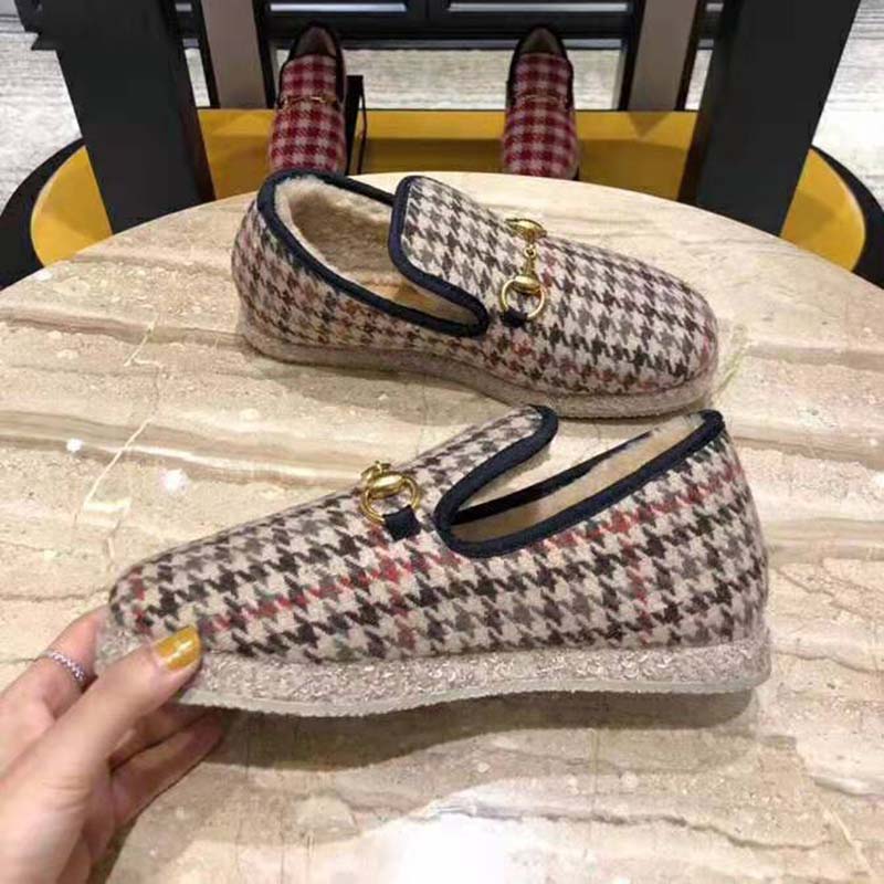 G*u*i unisex gg check wool loafer in brown check wool