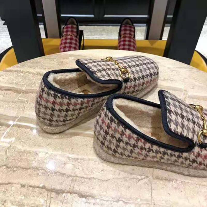 G*u*i unisex gg check wool loafer in brown check wool