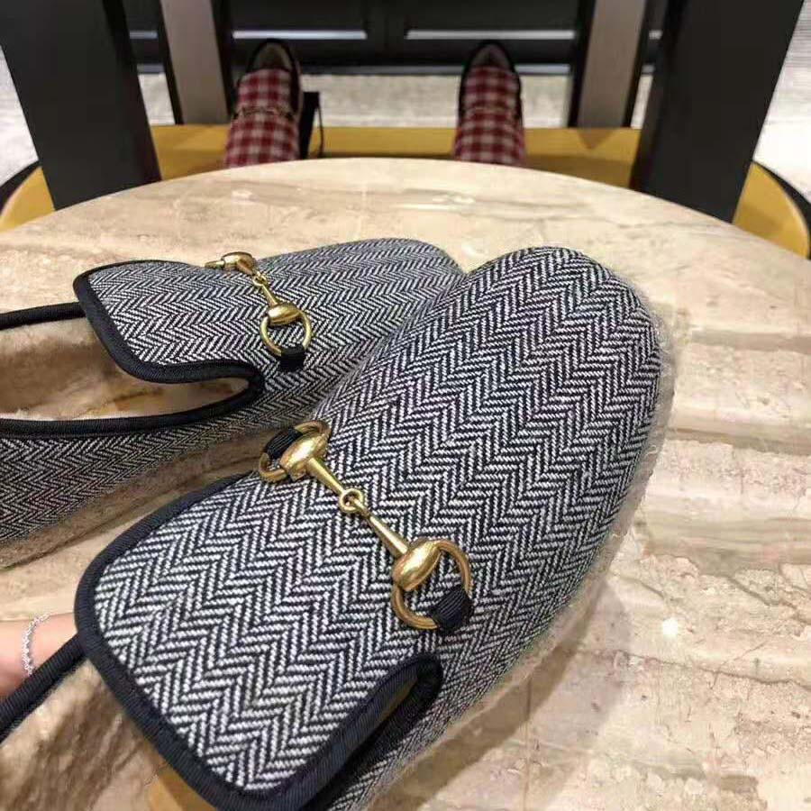 G*u*i unisex gg herringbone loafer in blue and white herringbone
