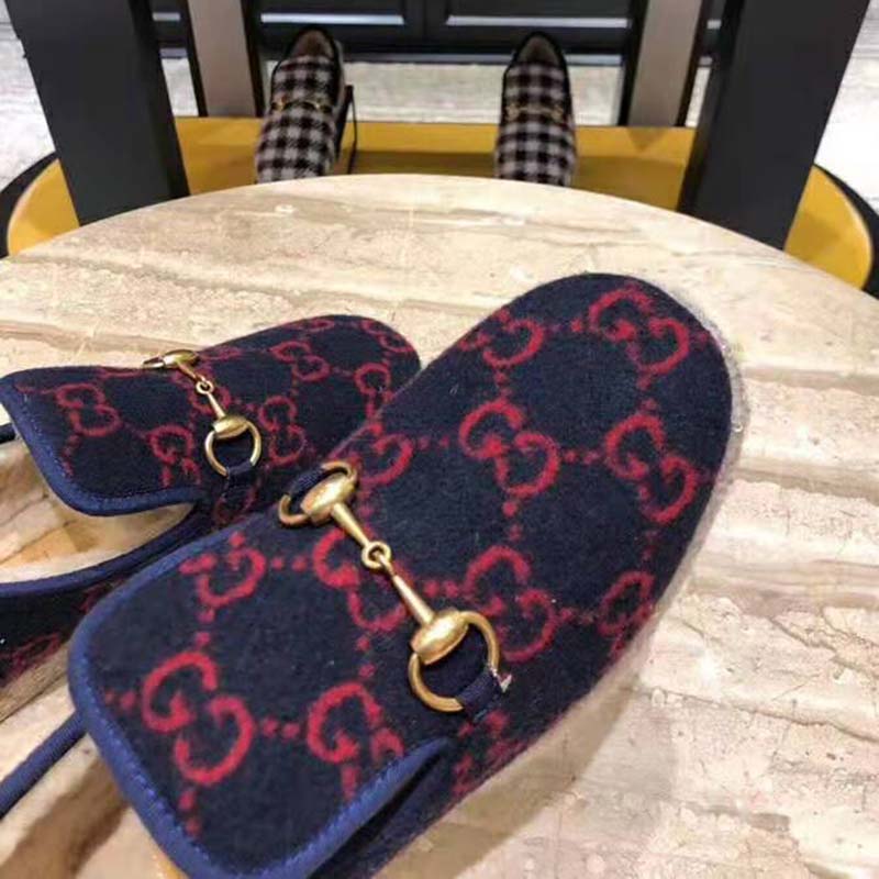 G*u*i unisex gg wool loafer in blue and red gg wool