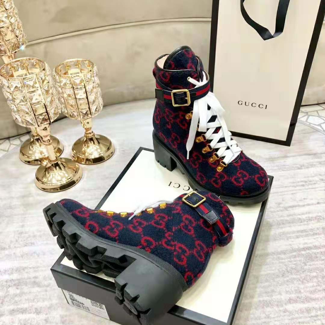 G*u*i women G*u*i zumi gg wool ankle boot in blue and red gg wool