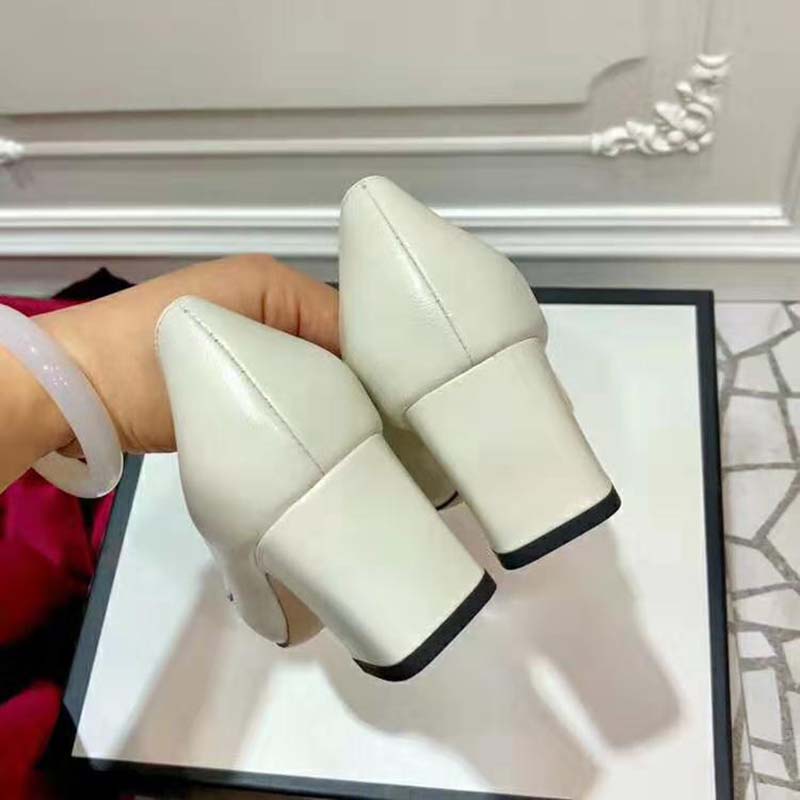 G*u*i women G*u*i zumi leather mid-heel loafer with interlocking g horsebit in 5.6 cm height-white