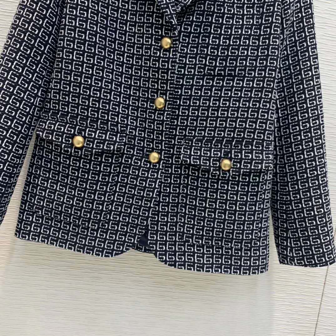 G*u*i women square g wool jacket in boxy fit-navy