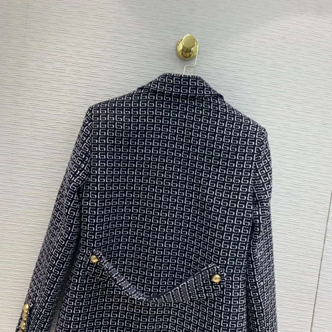 G*u*i women square g wool jacket in boxy fit-navy