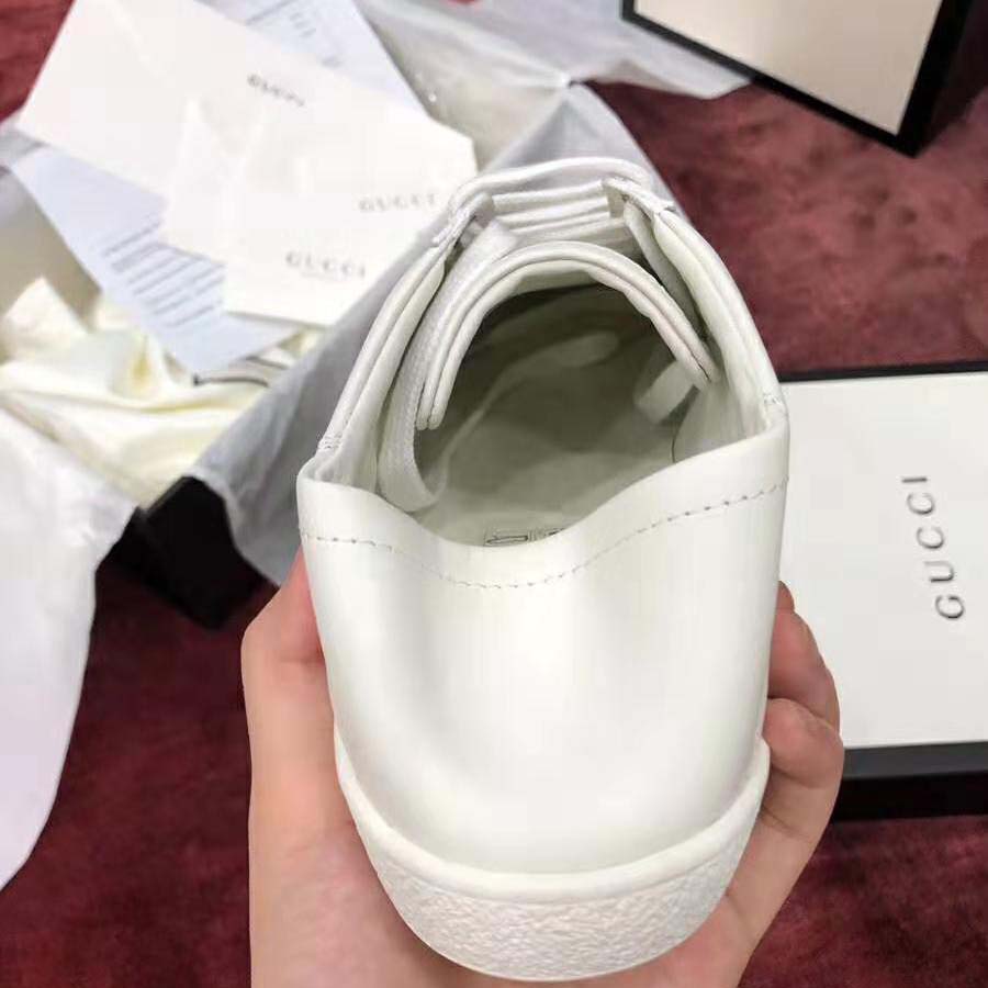 G*u*i women’s ace embroidered sneaker in white leather with bees and stars