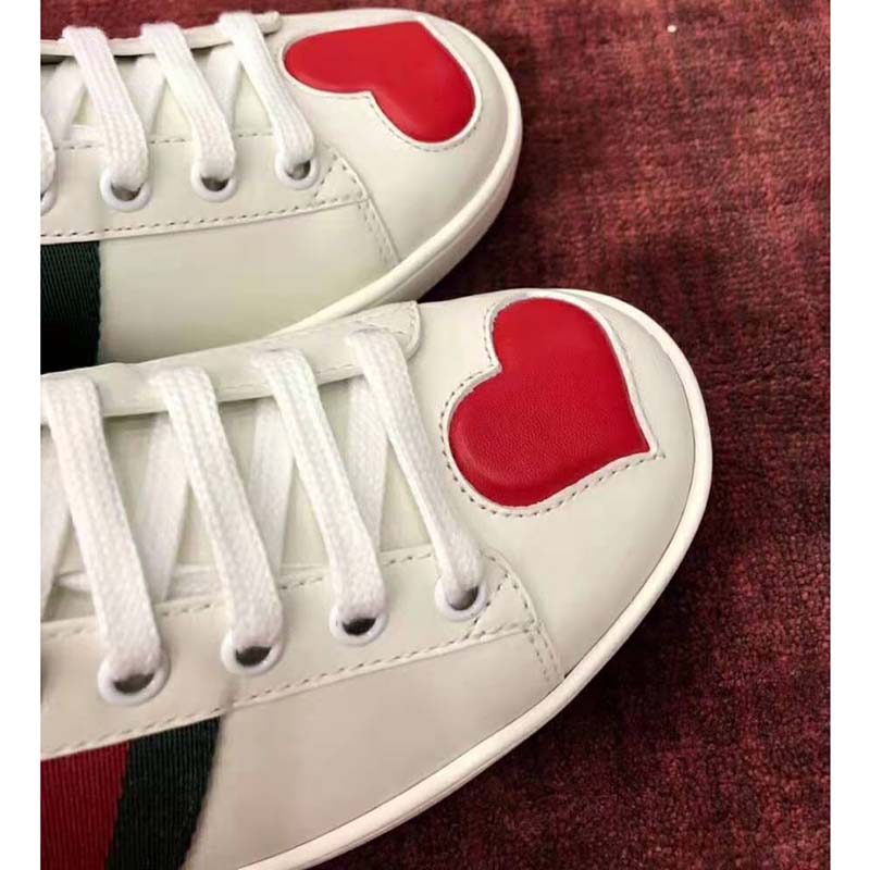 g*u*i women’s ace embroidered sneaker with two leather He**ts in rubber sole-white