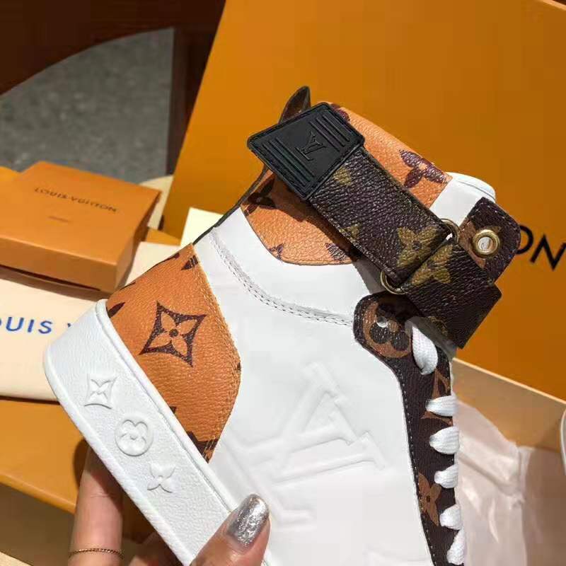 Louis Vuitton LV Unisex Boombox Sneaker Boot in Embossed Lamb Leather-Brown