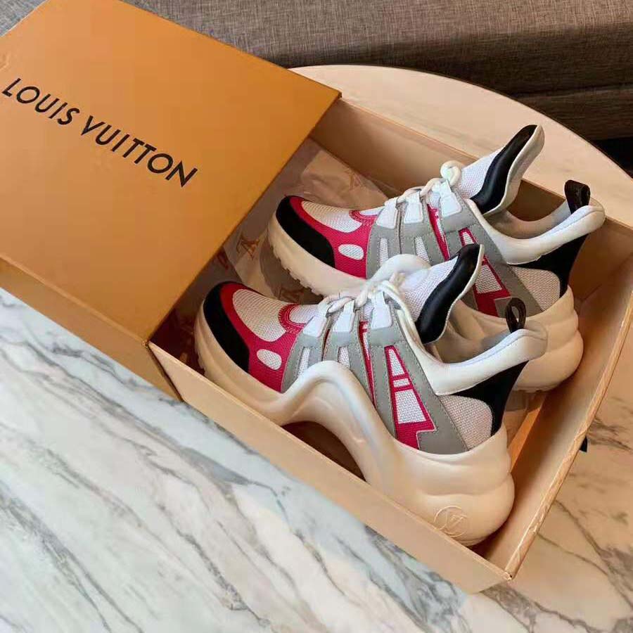 Louis Vuitton LV Unisex LV Archlight Sneaker in Technical Fabric and Monogram Canvas-Pink