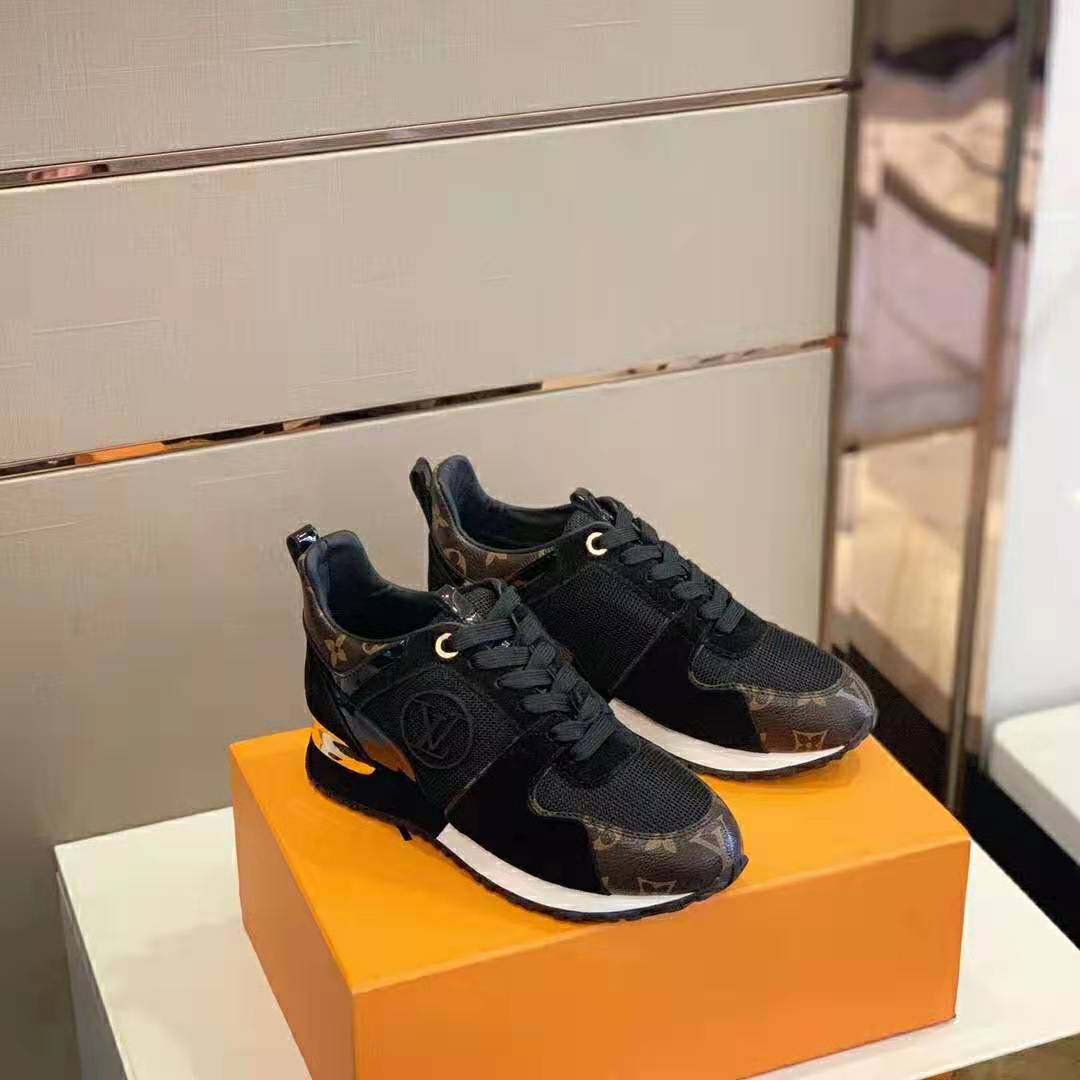 Louis Vuitton LV Unisex Run Away Sneaker in Suede Calf Leather-Black