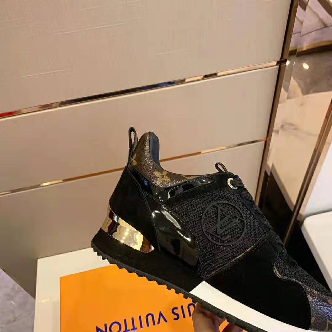 Louis Vuitton LV Unisex Run Away Sneaker in Suede Calf Leather-Black