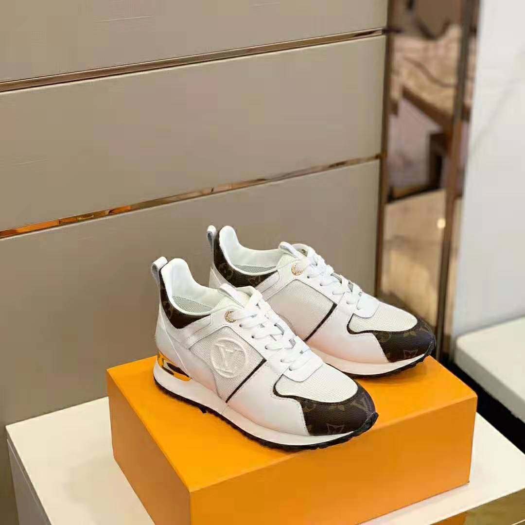 Louis Vuitton LV Unisex Run Away Sneaker in Supple Calf Leather-White