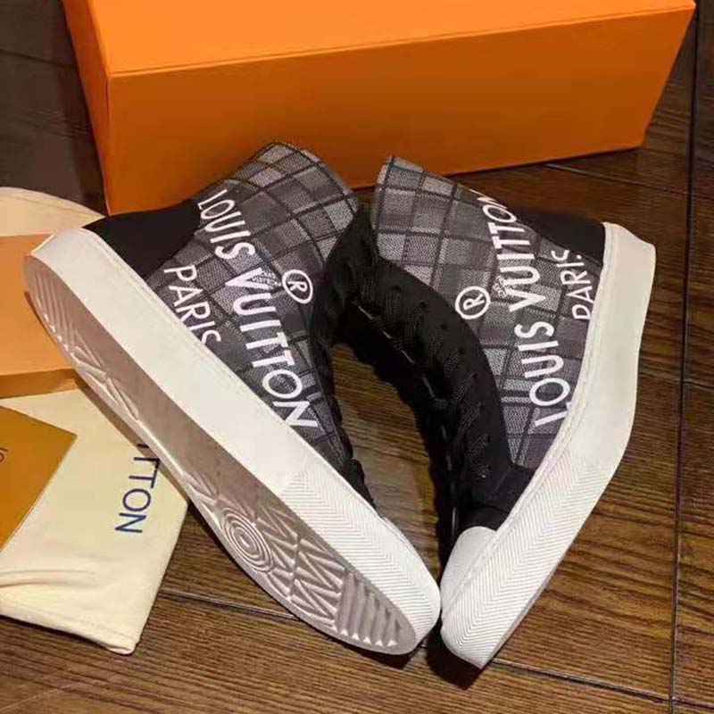 Louis Vuitton LV Unisex Tattoo Sneaker Boot in Damier Tartan Canvas-Black