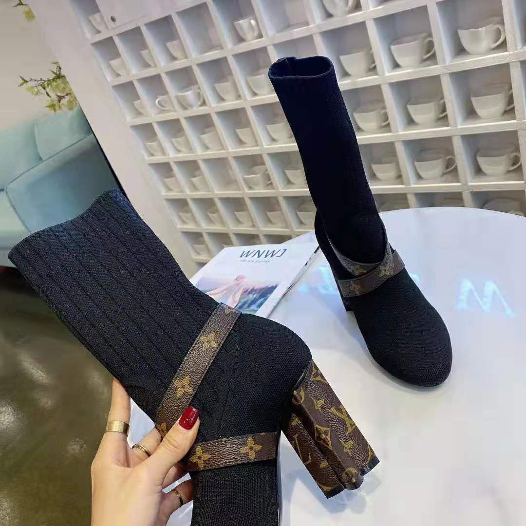 Louis Vuitton LV Women LV Silhouette Ankle Boot in Textile and Monogram Canvas-Black