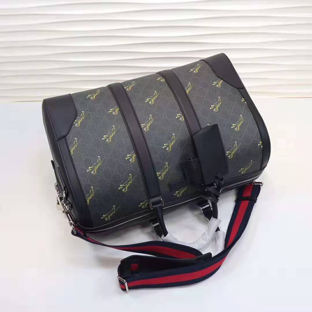 G*u*i gg men G*u*i bestiary carry-on duffle with tigers in black/grey soft gg supreme