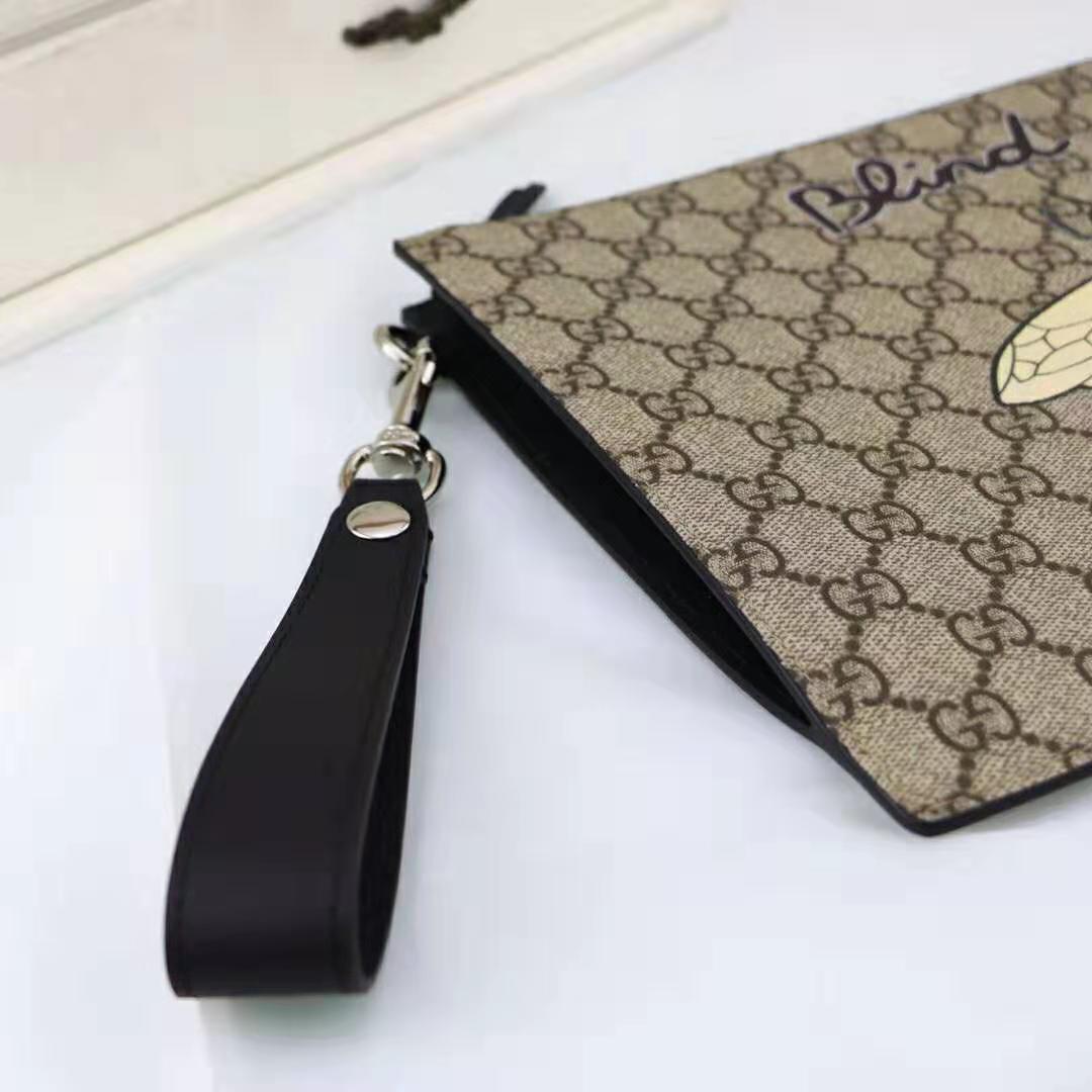 G*u*i gg men G*u*i bestiary pouch with bee in beige/ebony soft gg supreme with bee