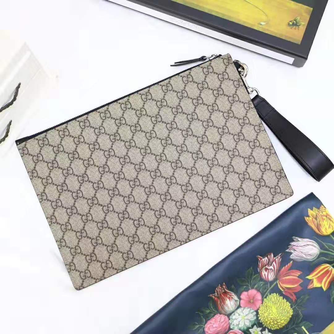 G*u*i gg men G*u*i bestiary pouch with kingsnake in beige/ebony gg supreme canvas
