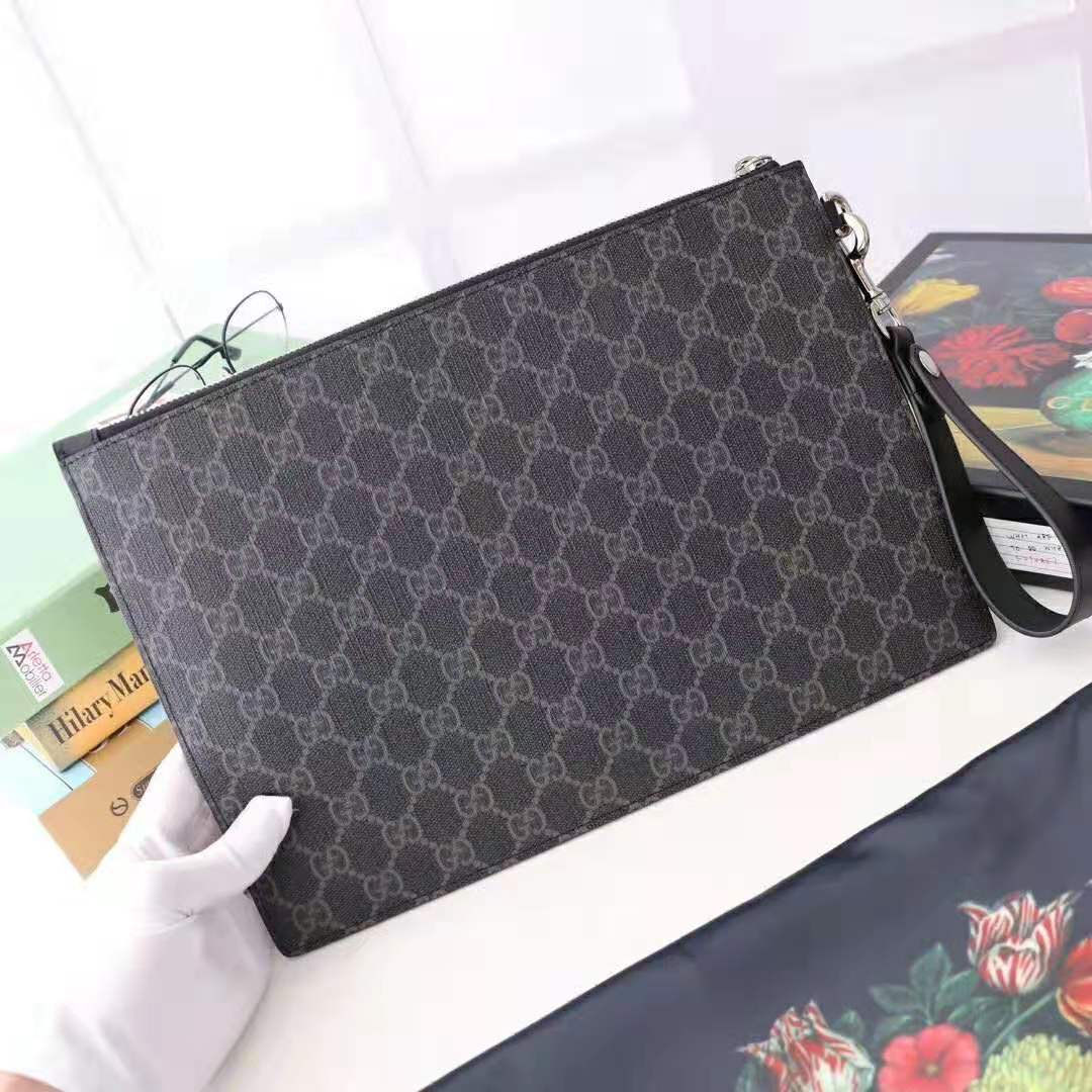 G*u*i gg men G*u*i bestiary pouch with kingsnake in black/grey gg supreme canvas