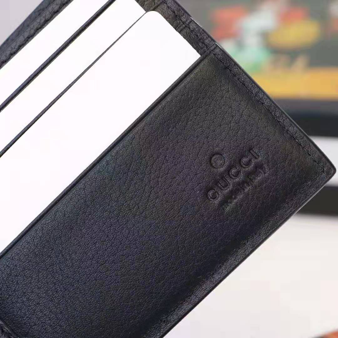G*u*i gg men G*u*i print leather bi-fold wallet in black leather