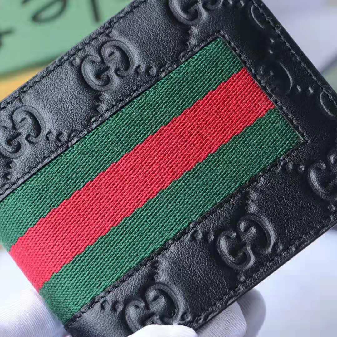 G*u*i gg men G*u*i signature web wallet in black G*u*i signature leather
