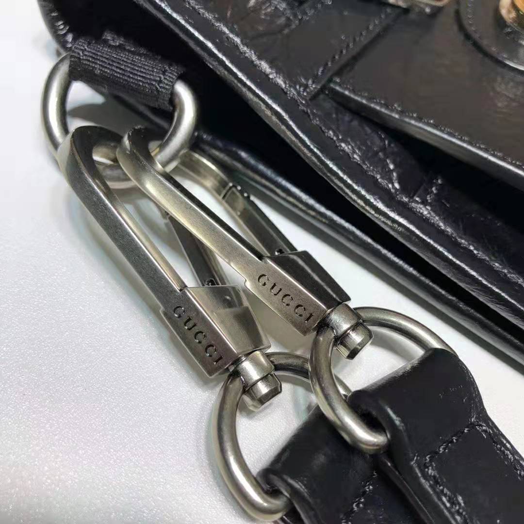 G*u*i gg men medium soft leather messenger bag in soft black leather