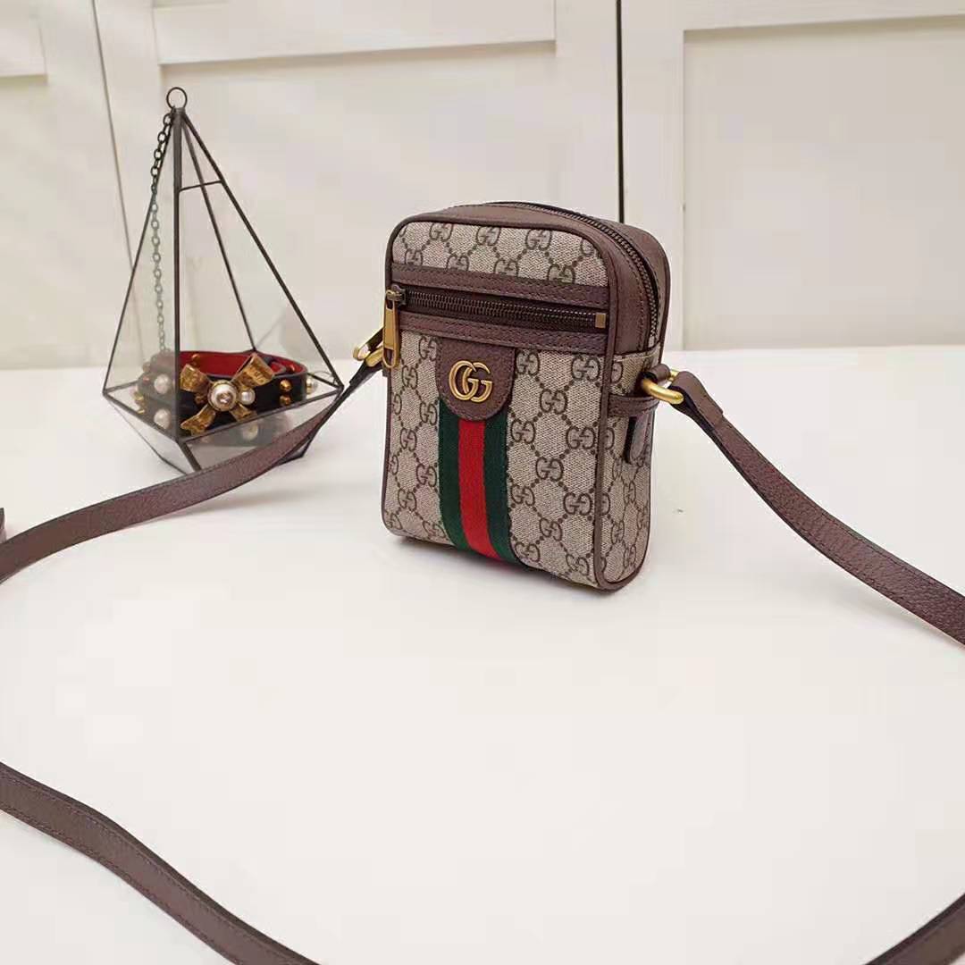 G*u*i gg men ophidia gg shoulder bag in beige/ebony gg supreme canvas