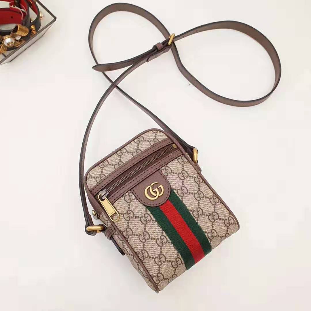 G*u*i gg men ophidia gg shoulder bag in beige/ebony gg supreme canvas