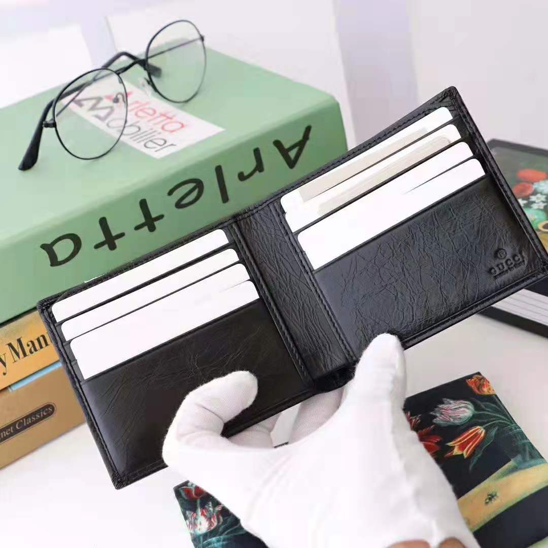 G*u*i gg men wallet with interlocking g in black soft leather