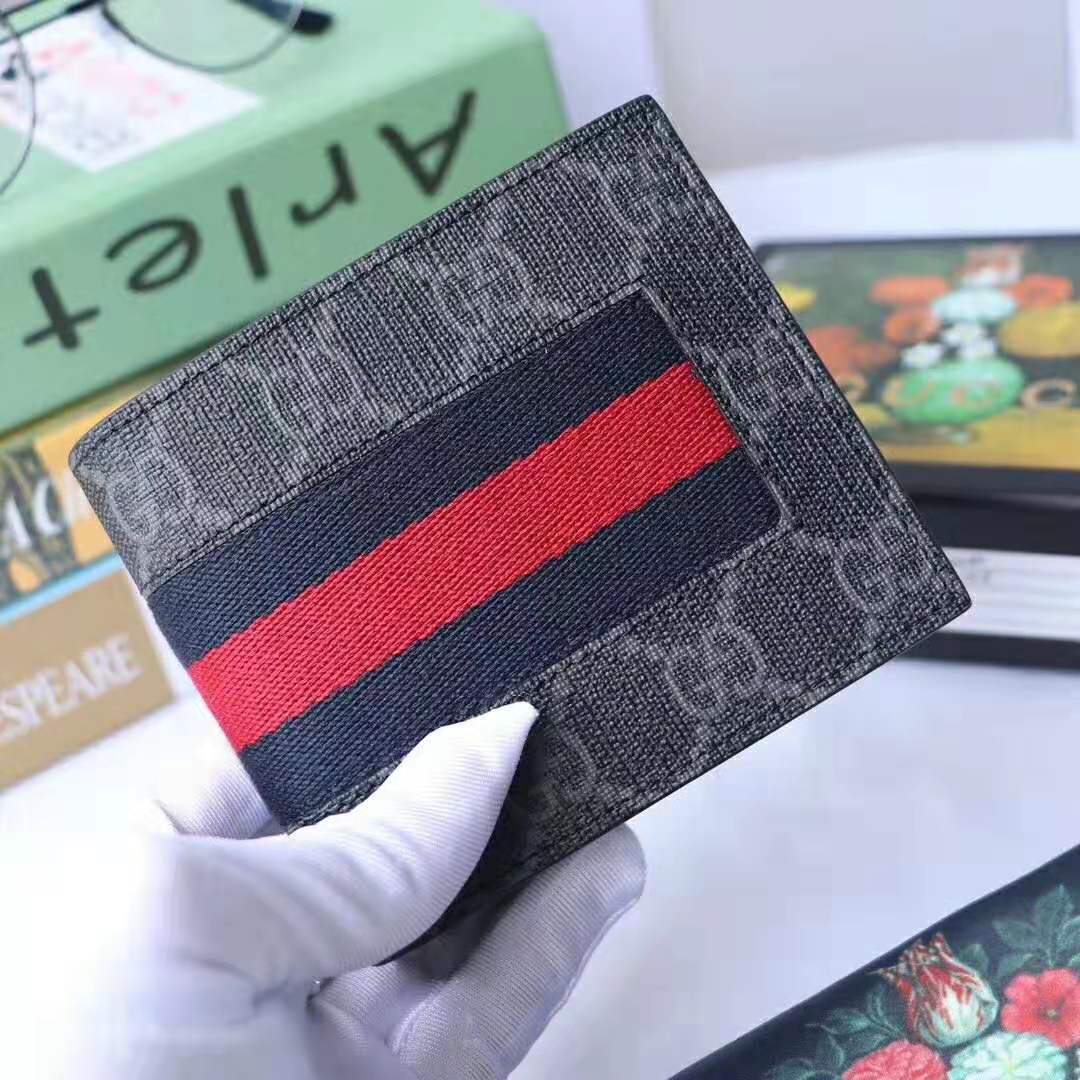 G*u*i gg men web gg supreme web wallet in black/grey gg supreme canvas