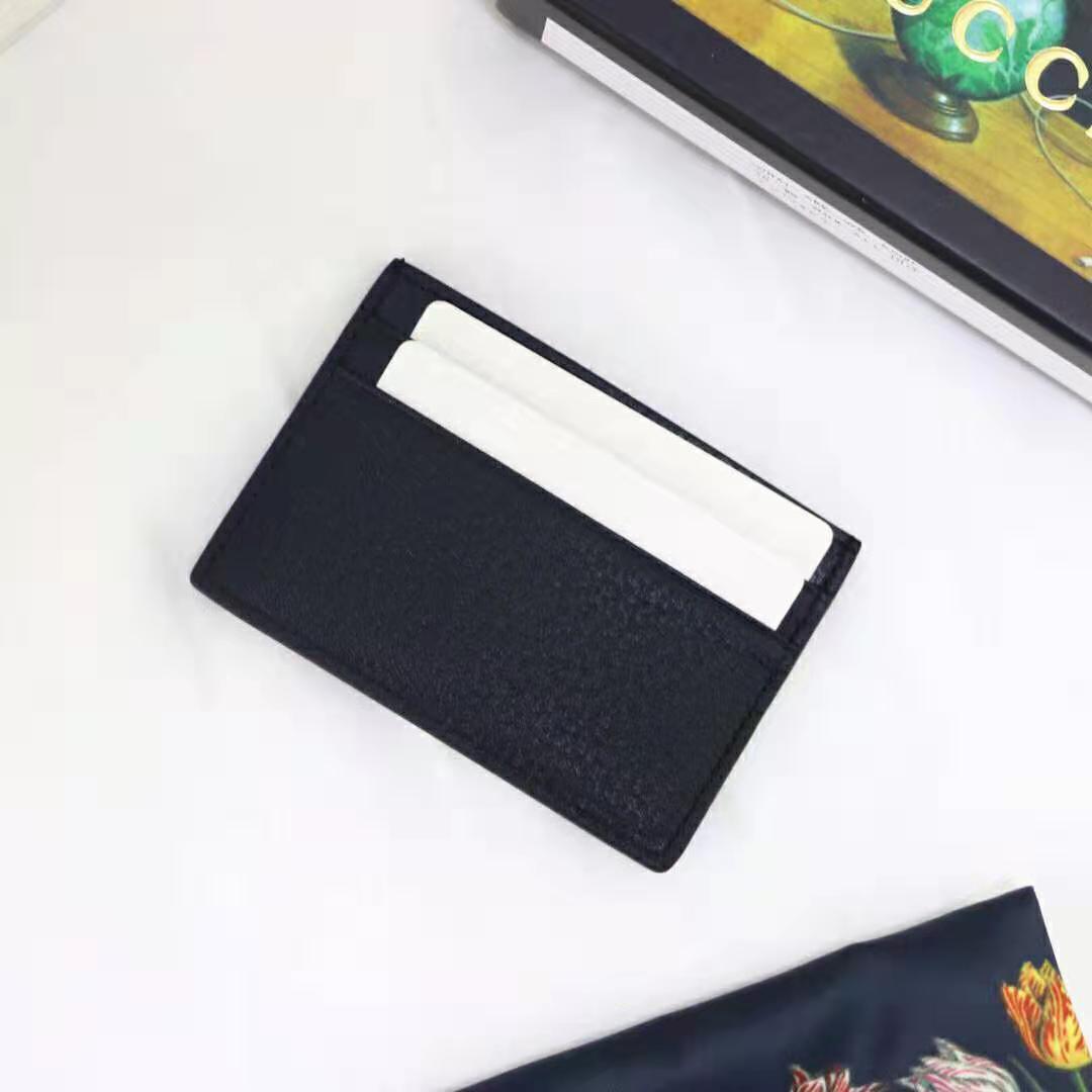 G*u*i gg unisex animalier leather card case in black leather