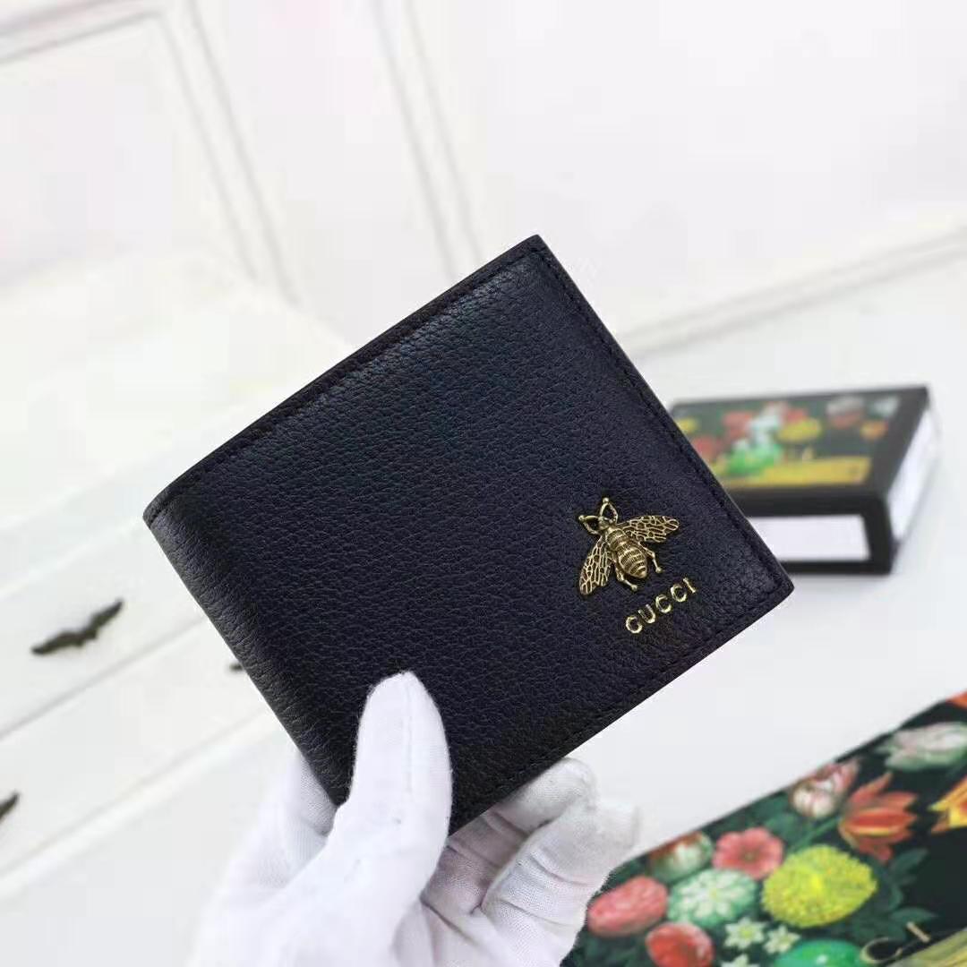 G*u*i gg unisex animalier leather wallet in black leather