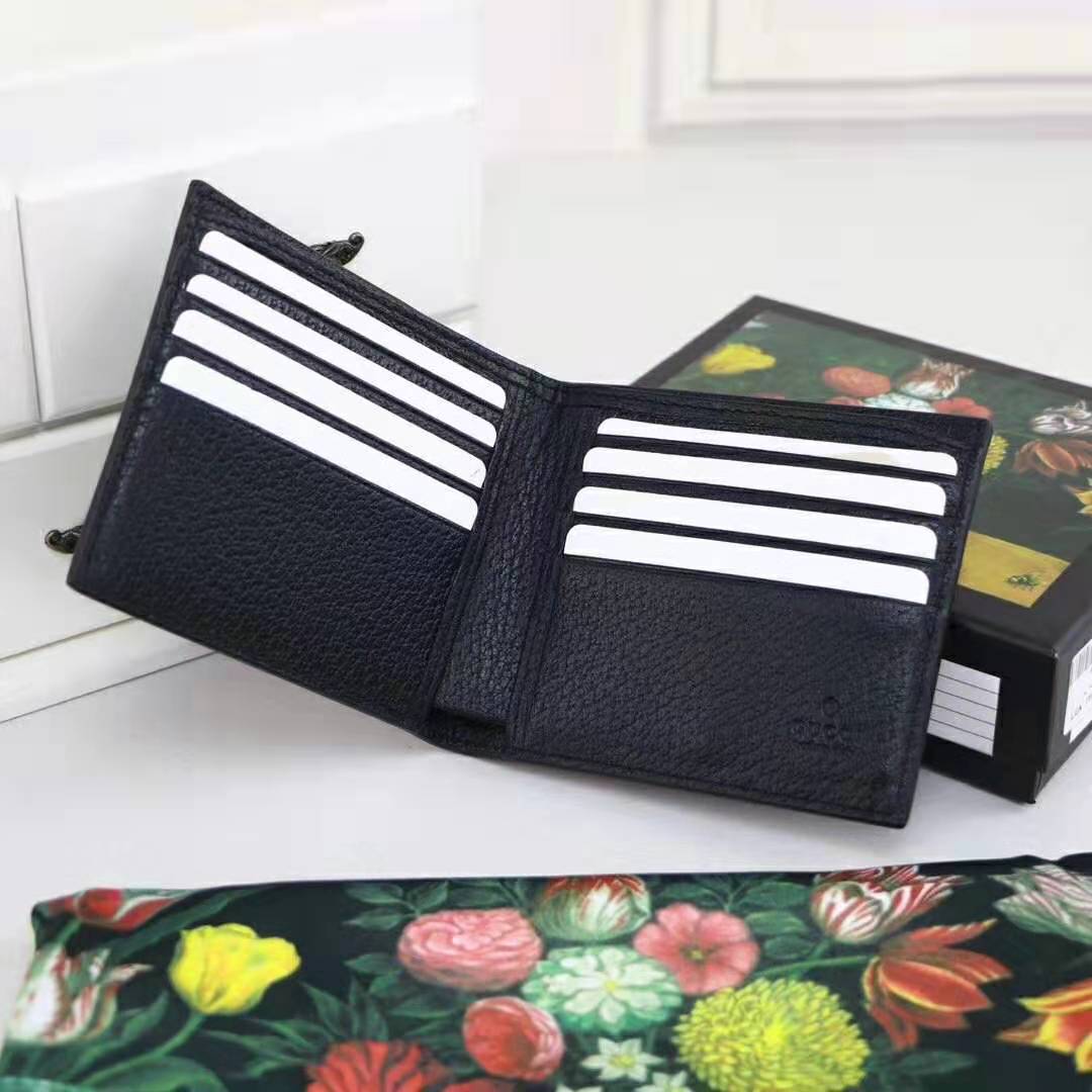 G*u*i gg unisex animalier leather wallet in black leather