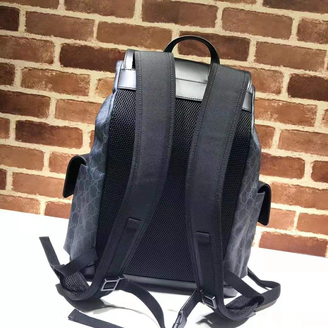 G*u*i gg unisex gg black backpack in black/grey soft gg supreme canvas