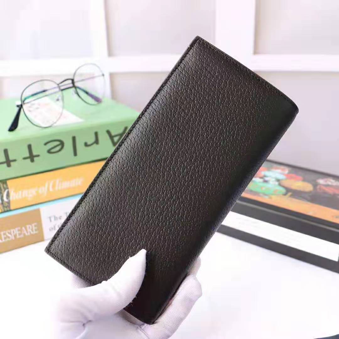 G*u*i gg unisex gg marmont leather long id wallet in black leather