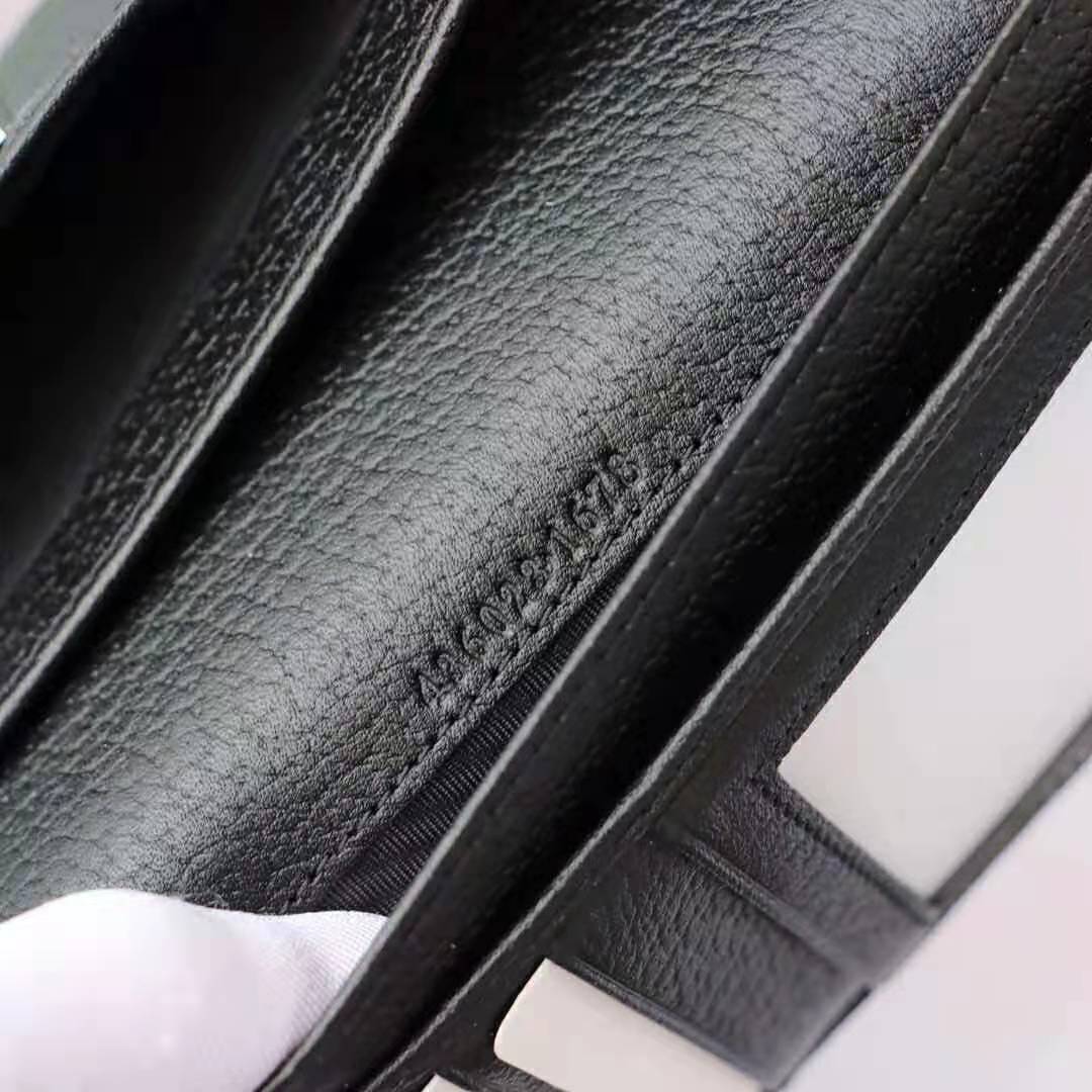 G*u*i gg unisex gg marmont leather long id wallet in black leather