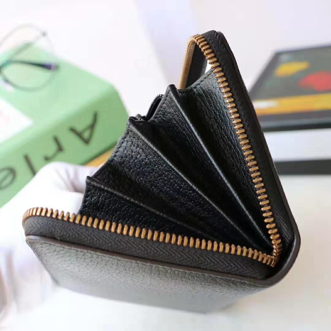G*u*i gg unisex gg marmont leather zip around wallet in black leather